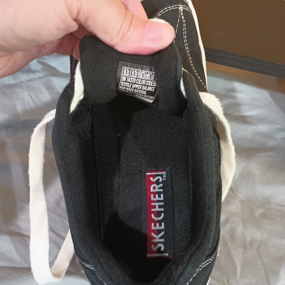 Skechers Street Roadies Black and White Canvas Lace Up Shoes Size 8.5 - Picture 8 of 9